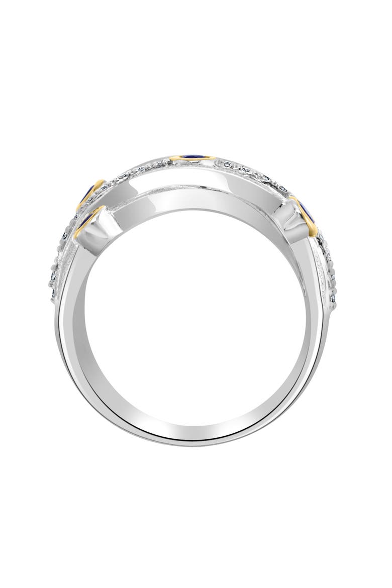 Sterling Silver Sapphire & Diamond Band Ring, Main, color, BLUE