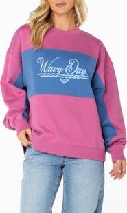 Roxy Lineup Colorblock Cotton Blend Sweatshirt