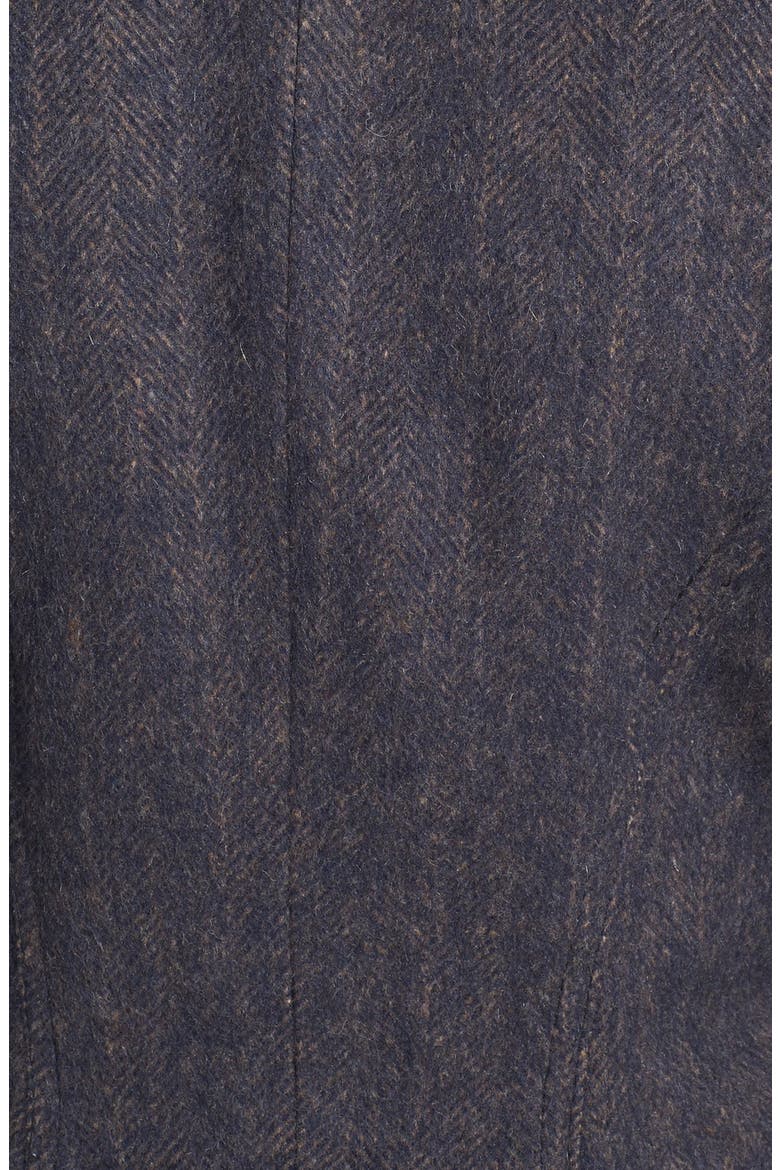 Faux Fur Collar Herringbone Coat, Alternate, color, INK NAVY