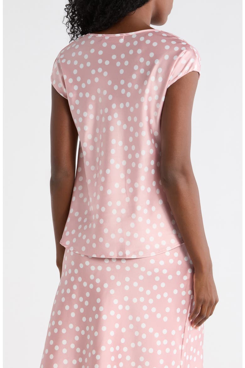 Cowl Neck Cap Sleeve Satin Top, Alternate, color, PINK