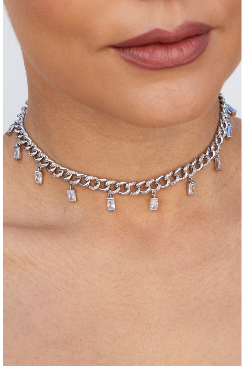 Curb Chain Fringe Necklace, Alternate, color, WHITE