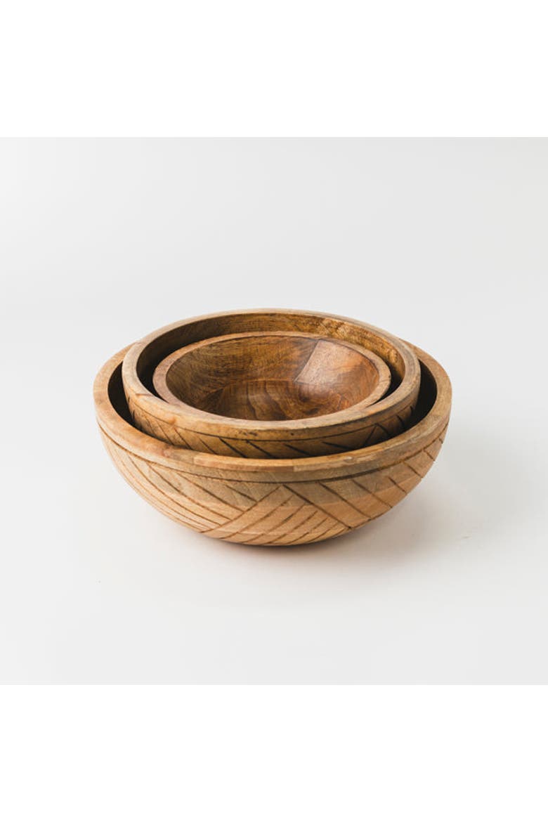 EarthLines Handcrafted Nested Bowls, Alternate, color, Natural