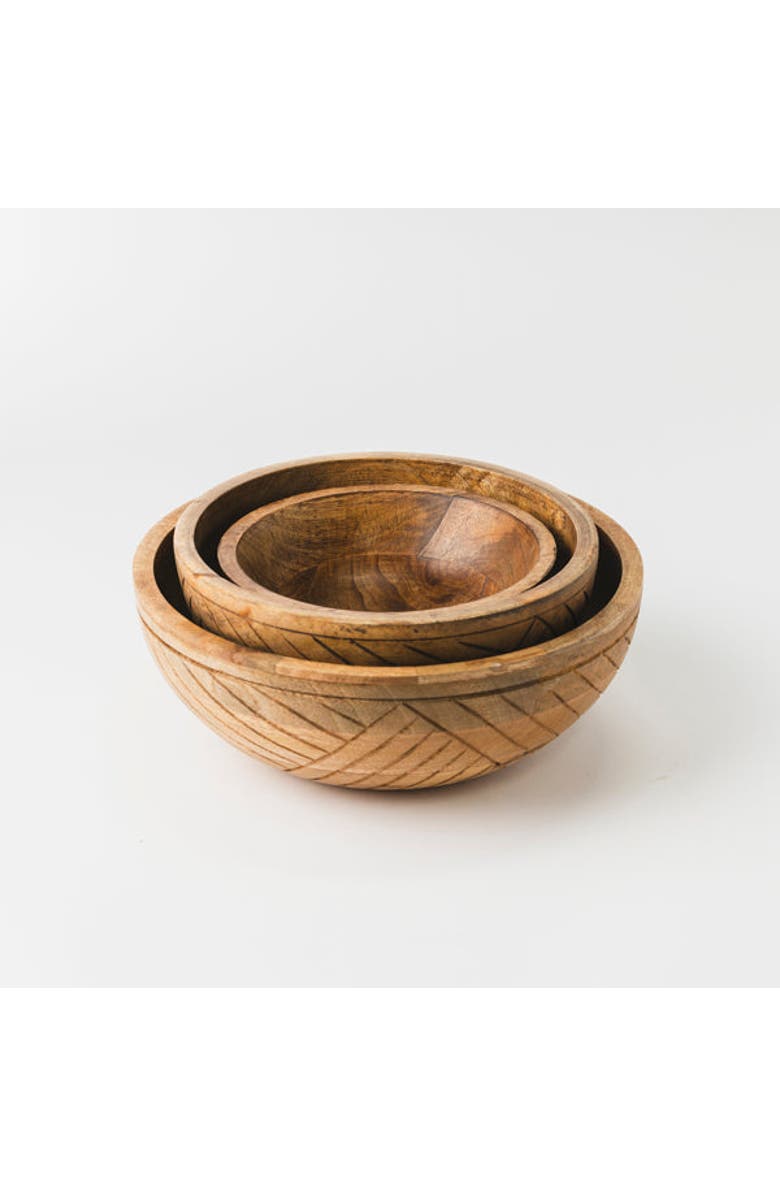 Mela Artisans EarthLines Handcrafted Nested Bowls, Alternate, color, Natural