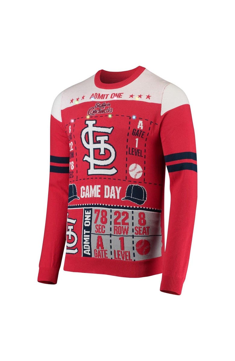 FOCO Men's FOCO Red St. Louis Cardinals Ticket Light-Up Ugly Sweater, Alternate, color, Red