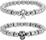 EYE CANDY LOS ANGELES Set of 2 Skully Beaded Stretch Bracelets