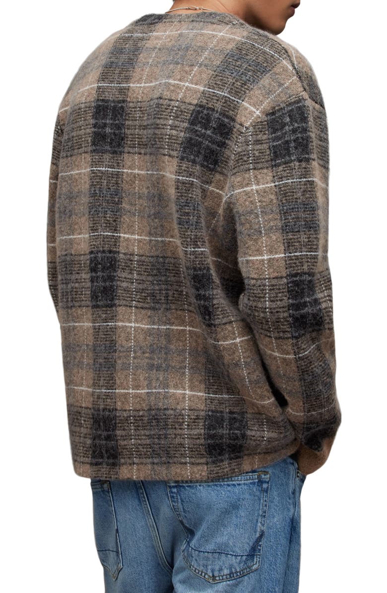 AllSaints Aldrin Plaid Cardigan, Alternate, color, 
