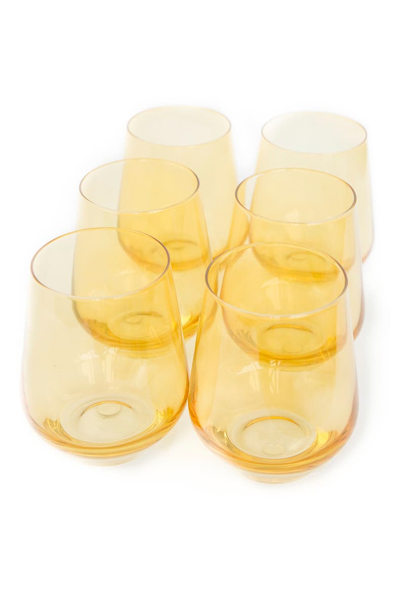 Set of 6 Stemless Wineglasses, Main, color, YELLOW