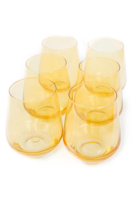Estelle Colored Glass Set of 6 Stemless Wineglasses in Yellow  product