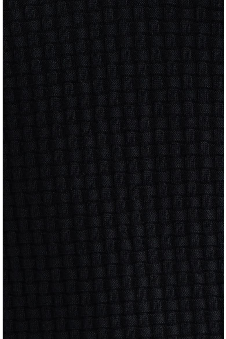Basket Stitch Cotton Blend Polo Sweater, Alternate, color, BLACK