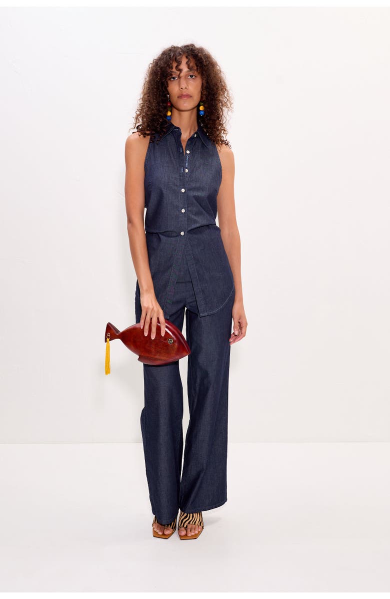 SIMONMILLER Pia Chambray Side Zip Pant, Main, color, Indigo