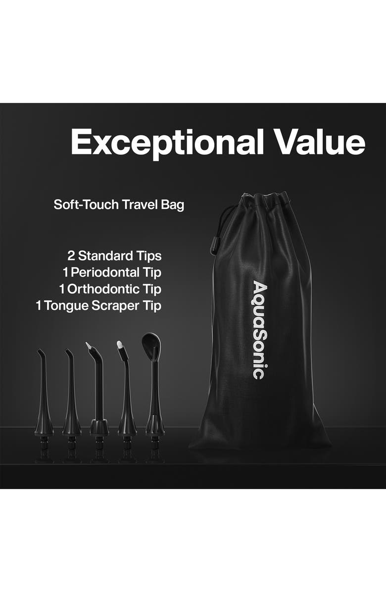 AQUASONIC Aqua Flosser, Tips & Travel Pouch Set, Alternate, color, Black