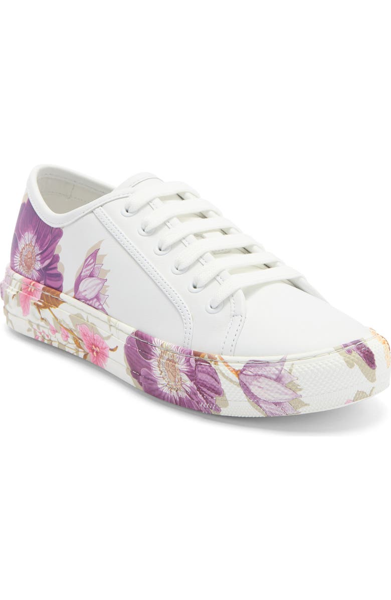 FERRAGAMO Borg Floral Print Low Top Sneaker, Main, color,