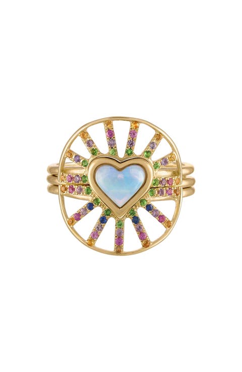 Nesting 14k Gold Opal & Sapphire Ring