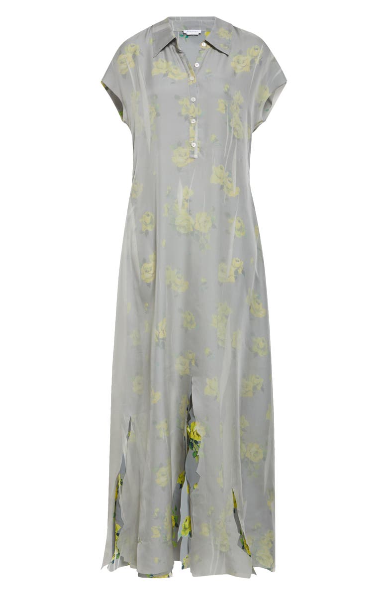 Acne Studios Dranee Floral Georgette Maxi Shirtdress, Alternate, color, Yellow/ Grey
