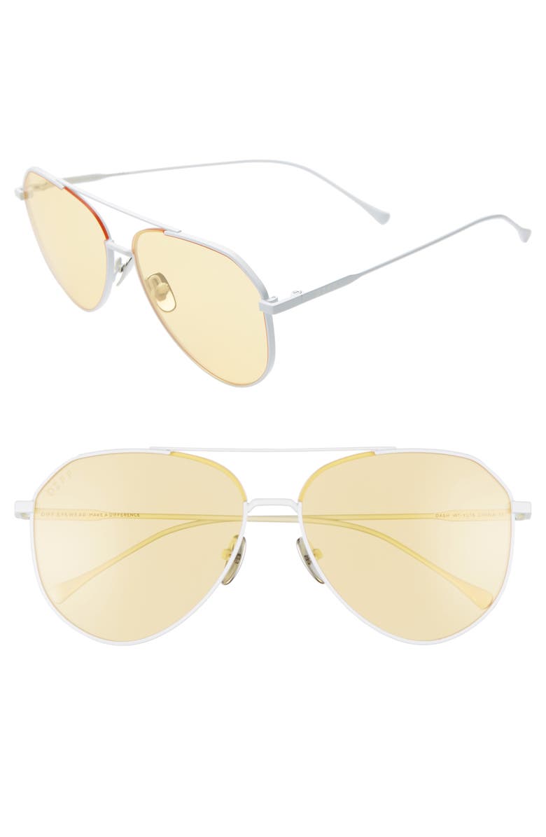 DIFF Dash 59mm Aviator Sunglasses, Main, color, 