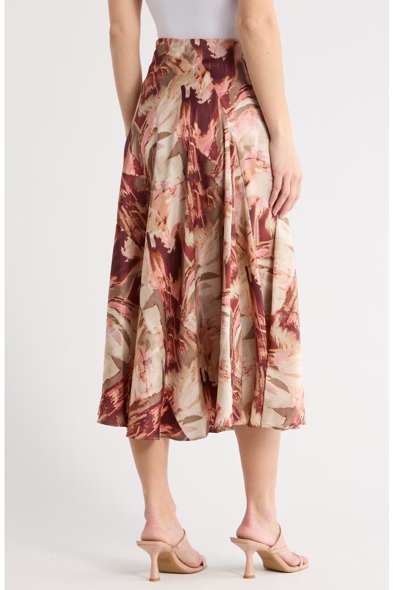 Floral Satin Midi Skirt, Alternate, color, TRAVERTINE/ CITY CLAY MULTI