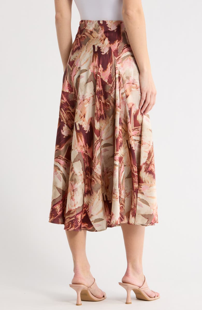 DKNY Floral Satin Midi Skirt, Alternate, color, Travertine/ City Clay Multi