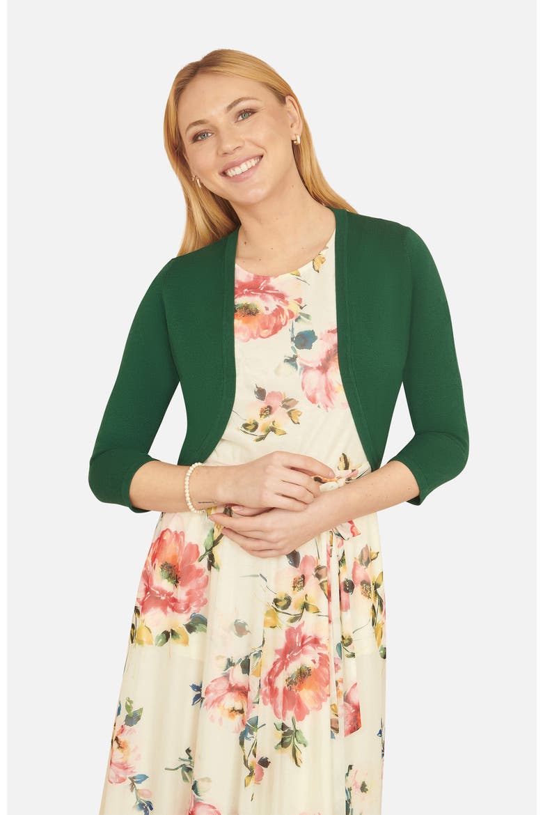 3/4 Sleeve Knitted Curve Bolero, Main, color, Forest Green