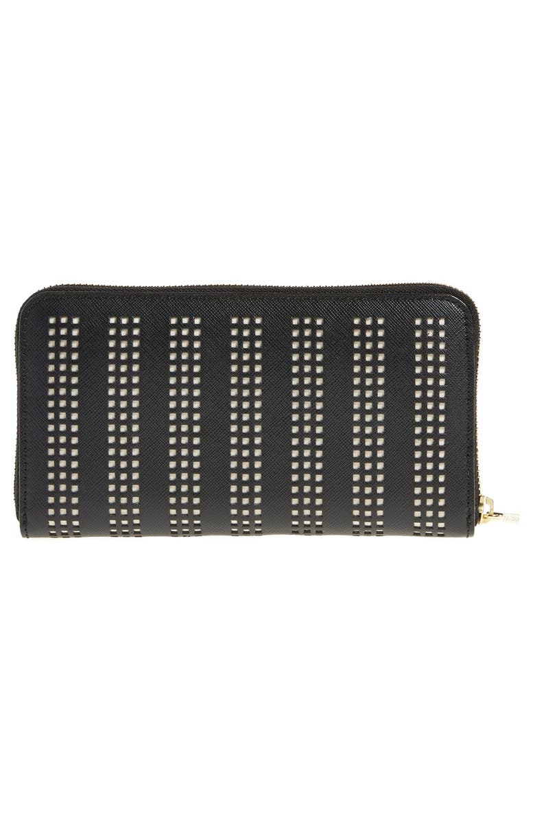 Tory Burch 'Robinson' Saffiano Leather Perforated Zip Wallet, Alternate, color, 