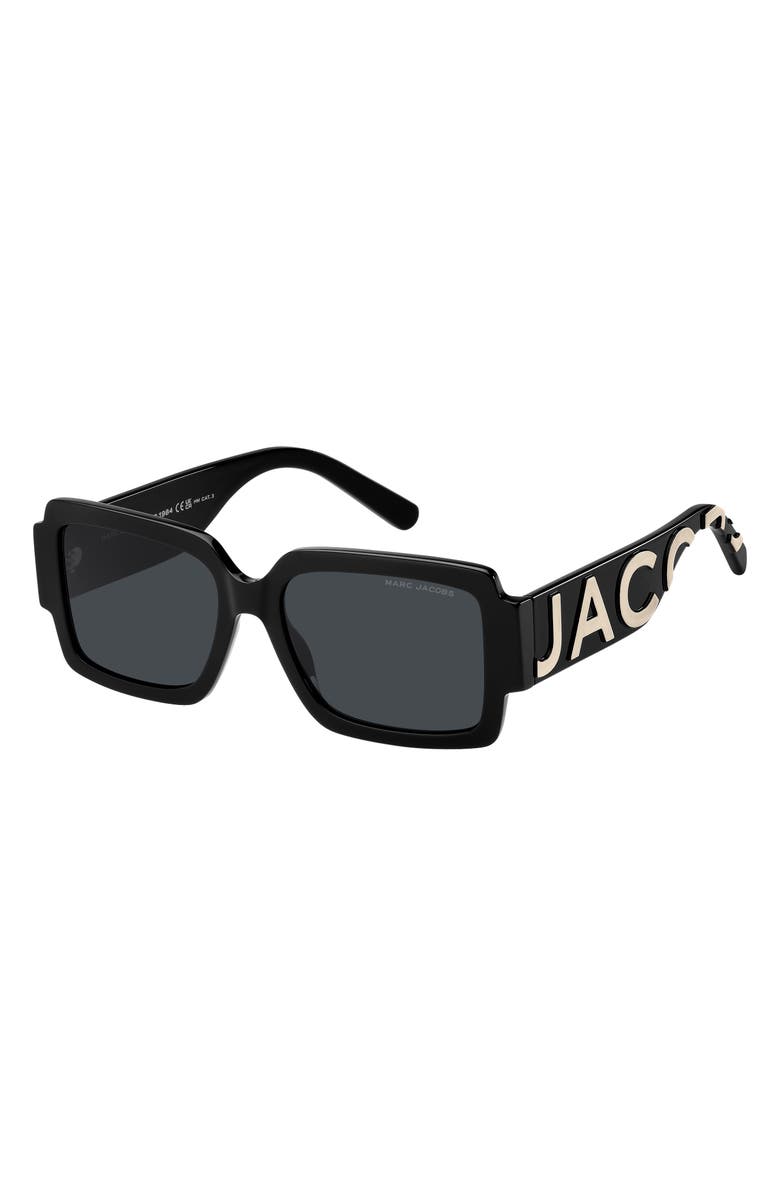 Marc Jacobs 55mm Gradient Rectangular Sunglasses, Alternate, color, Black Whte/ Gray Ar