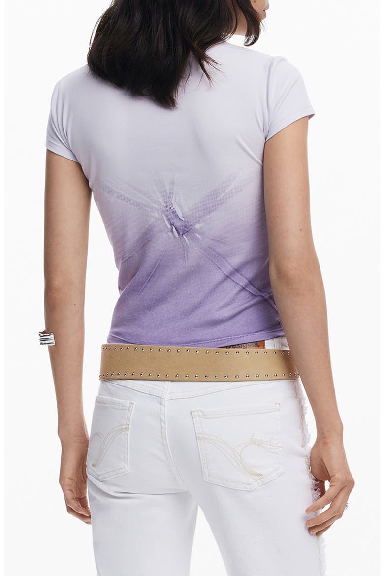 Keyhole Twist Ombré T-Shirt, Alternate, color, LILAC