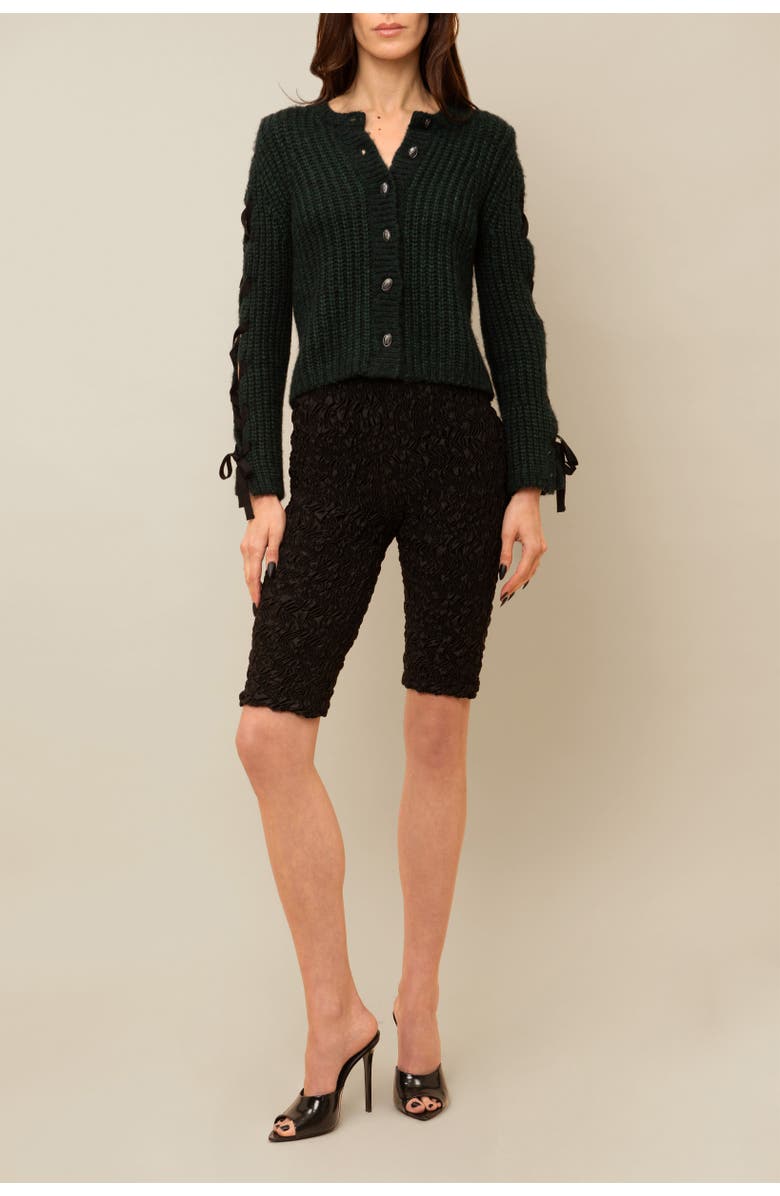 Contessa Mills Julia Cozy Thick Ribbon-Laced Mohair Blend Sweater, Alternate, color, Dark Green