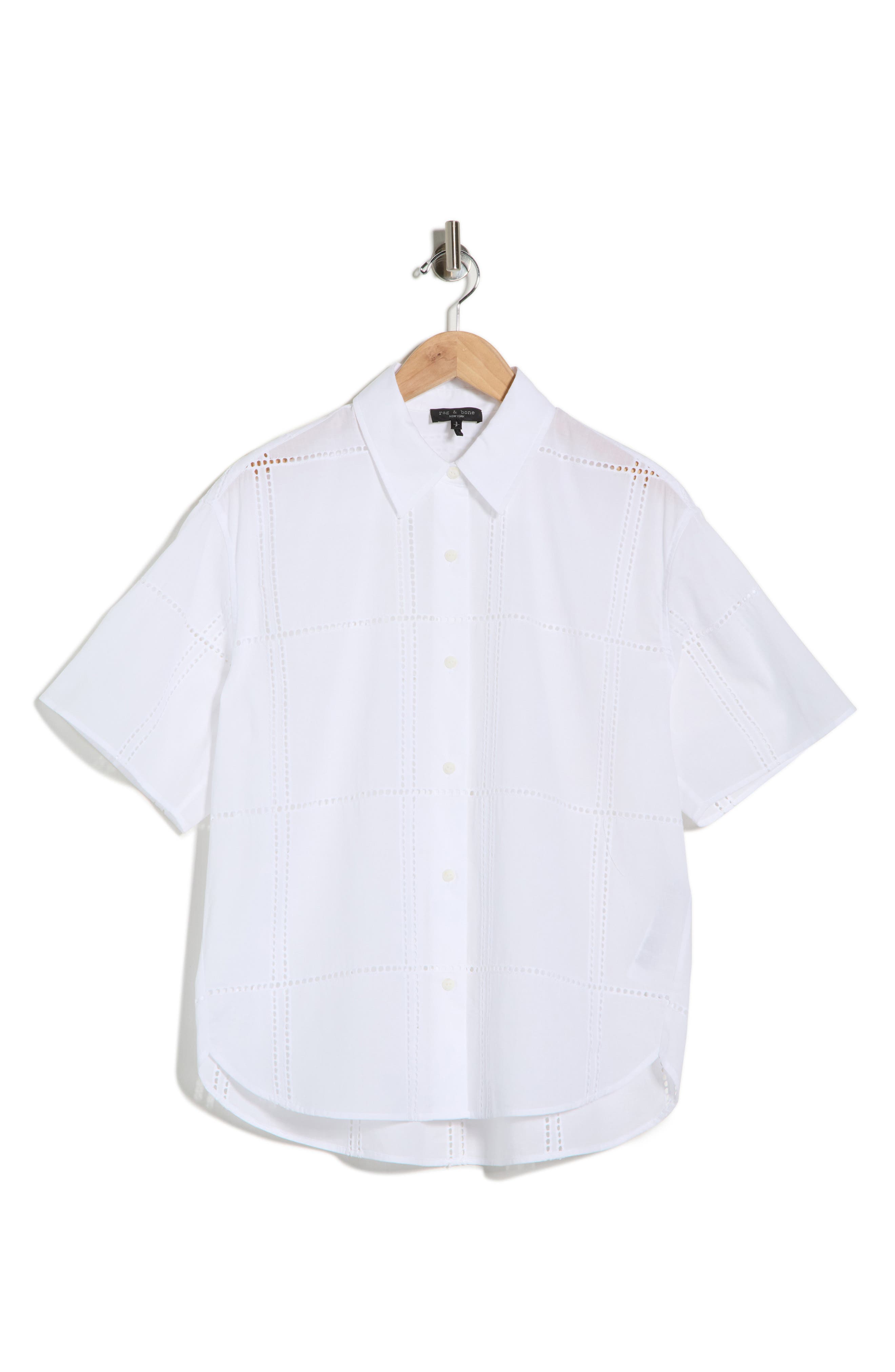 rag & bone Ella Eyelet Short Sleeve Button-Up Shirt