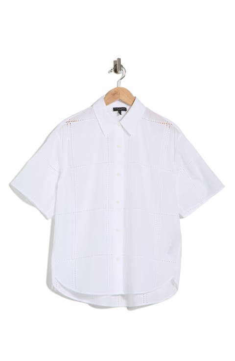 Ella Eyelet Short Sleeve Button-Up Shirt