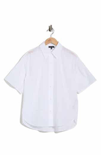 rag & bone Ella Eyelet Short Sleeve Button-Up Shirt