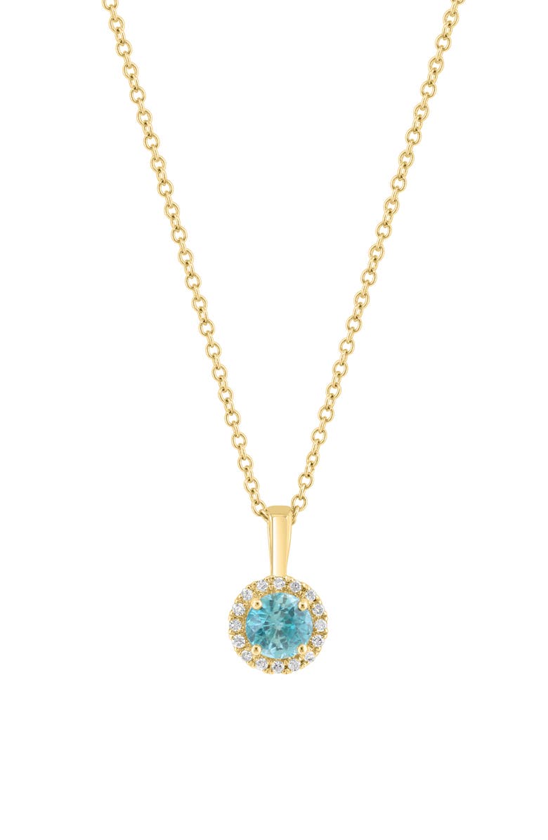 EFFY Blue Zircon & Diamond Pendant Necklace - 0.06ct., Main, color, 