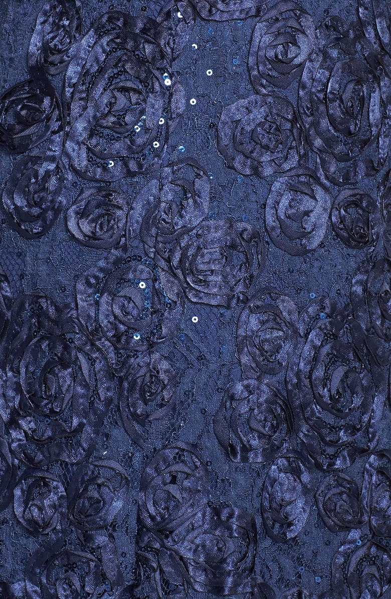 Alex Evenings Embellished Lace A-Line Evening Gown, Alternate, color, Navy