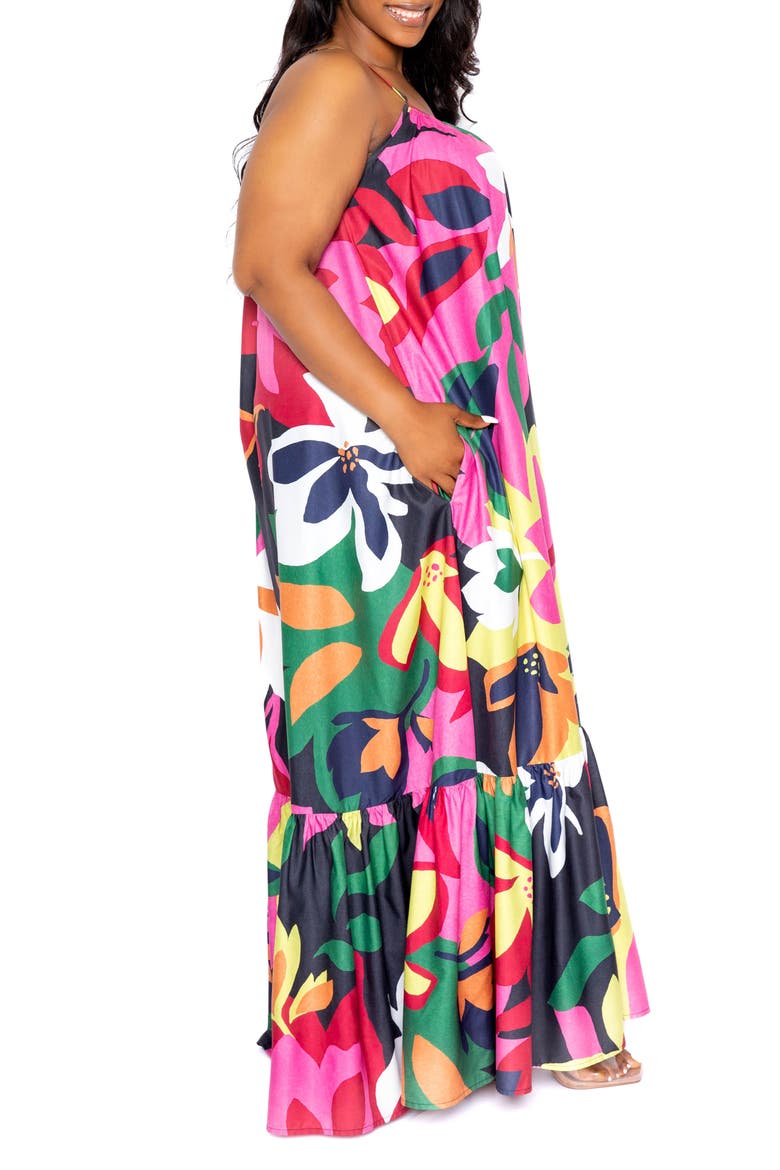 Floral Maxi Dress, Alternate, color, BLACK FLORAL