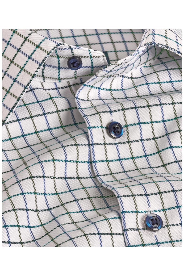 Trim Fit Dobby Check Dress Shirt, Alternate, color, WHITE/ GREEN