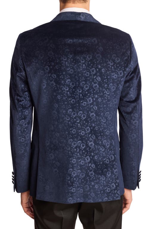 Paisley & Gray Regent Slim Fit Floral Velvet Dinner Jacket In Blue