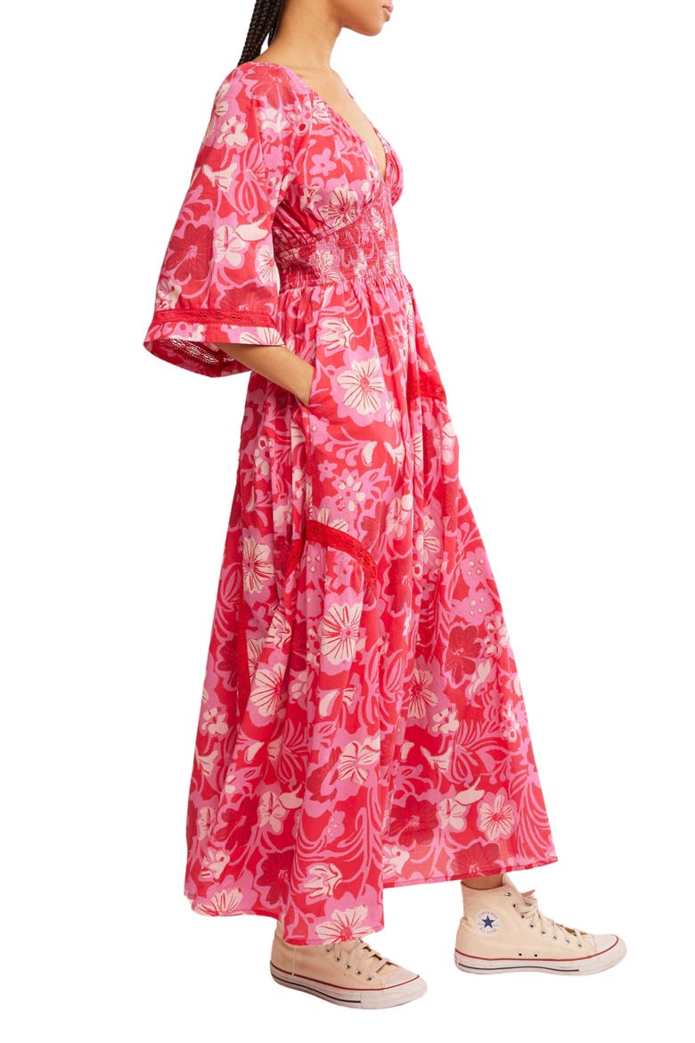 Printed Smocked Waist Maxi Dress, Alternate, color, RUBY COMBO