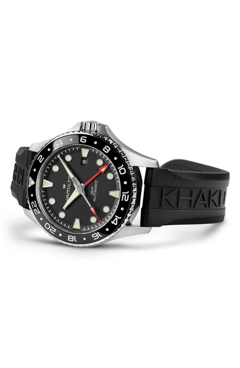 Hamilton Khaki Navy Scuba GMT Automatic Rubber Strap Watch, 43mm, Alternate, color, 