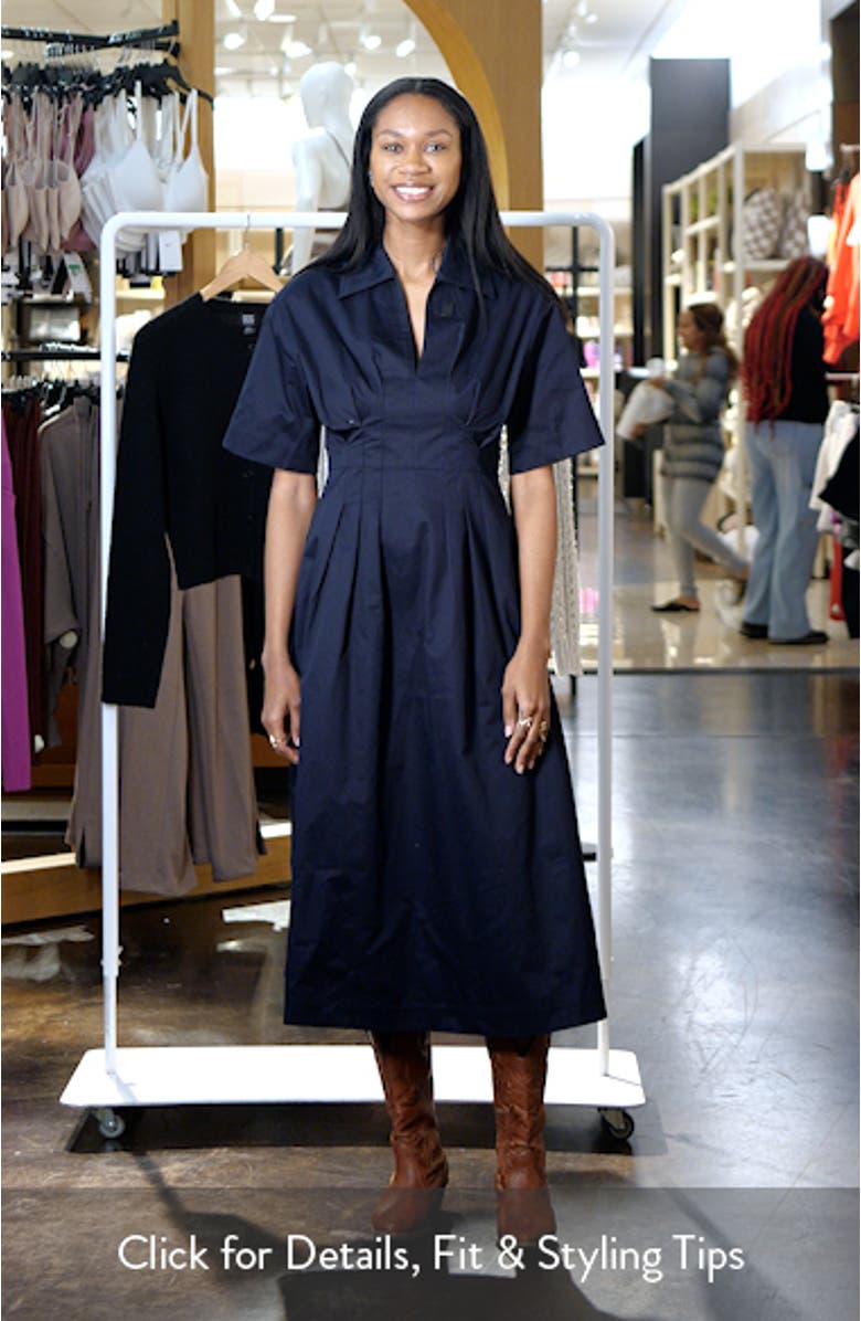 Aubrey Short Sleeve Cotton Midi Dress, sales video thumbnail