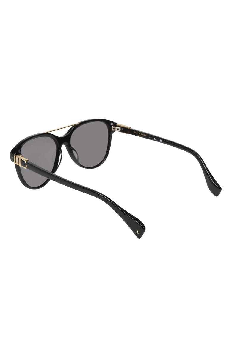 rag & bone 54mm Pilot Sunglasses, Alternate, color, Shiny Black / Smoke Lenses