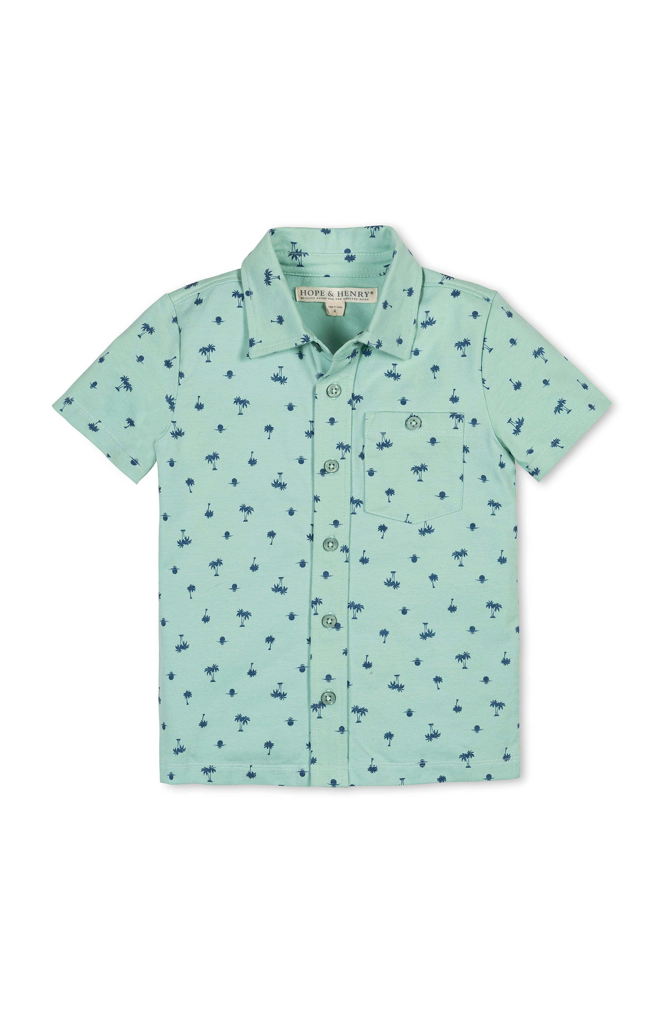 Hope & Henry Babies'  Kids' Organic Short Sleeve Jersey Knit Shirt In Green