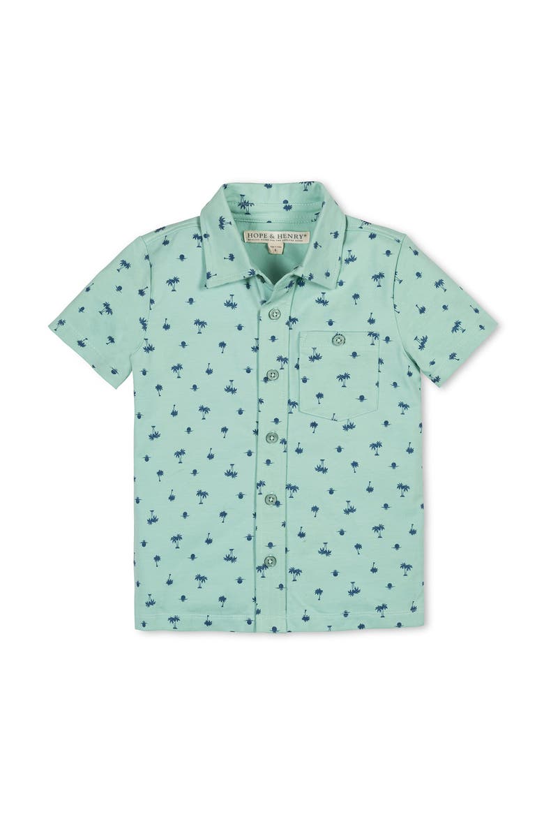 Kids' Organic Short Sleeve Jersey Knit Shirt, Main, color, Tidal Palm Print