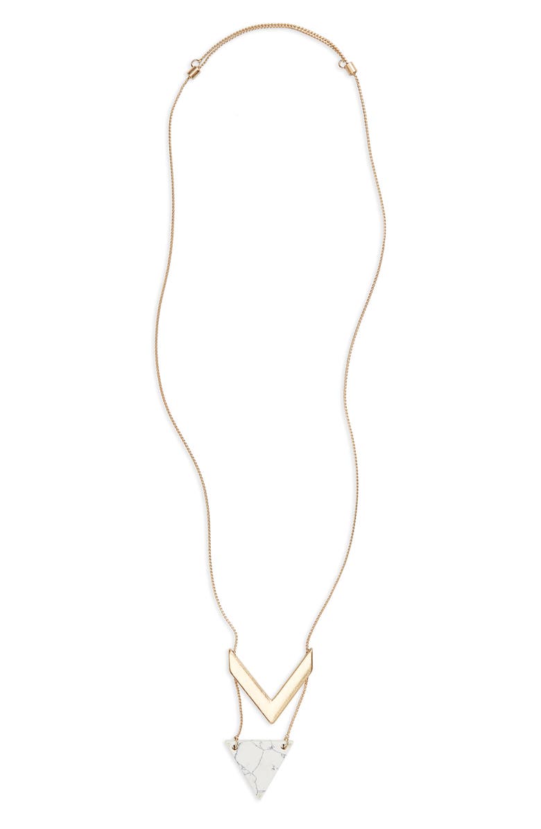 BP. Stone Chevron Pendant Necklace, Main, color, 