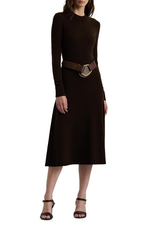 Wool Blend Long Sleeve Sweater Dress