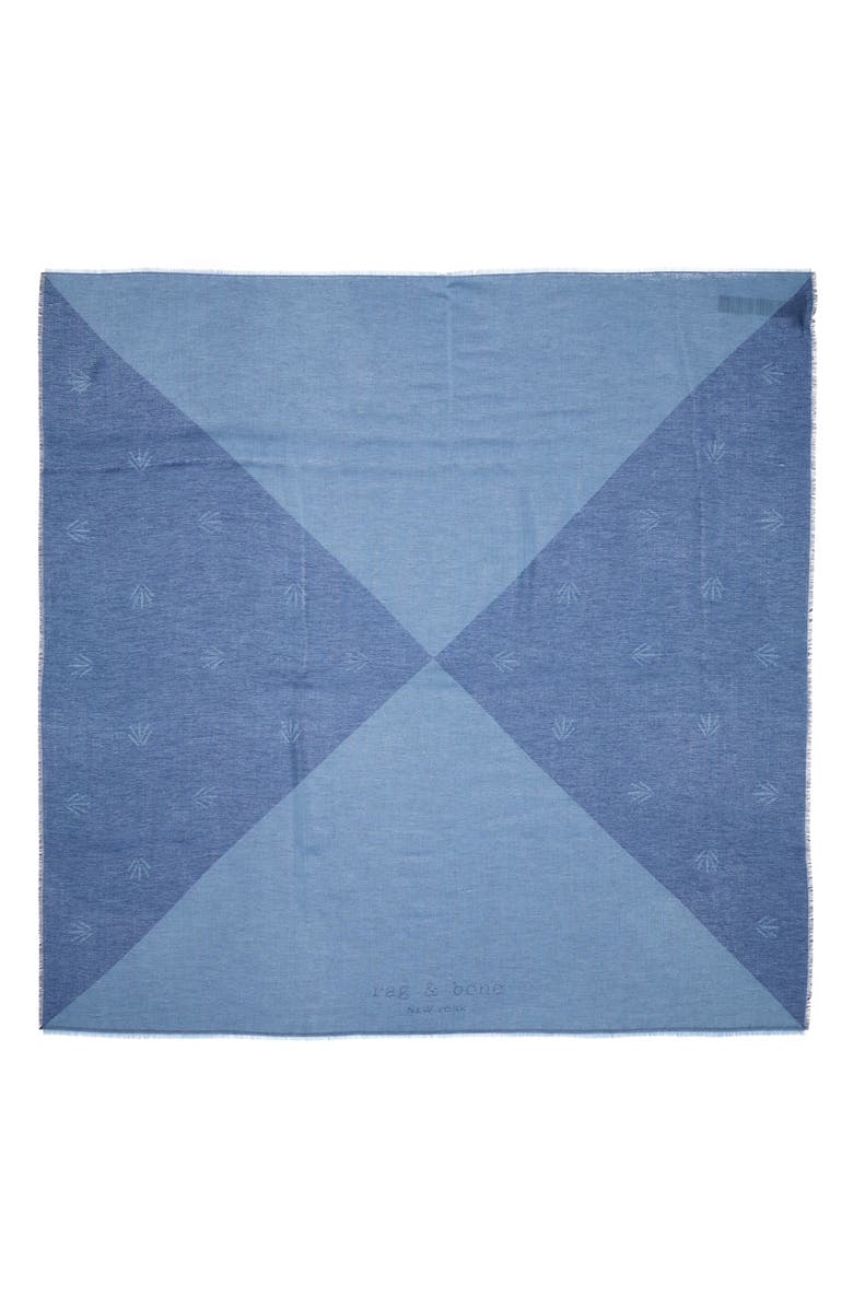 rag & bone Geo Dagger Wool Blend Square Scarf, Alternate, color, Navy