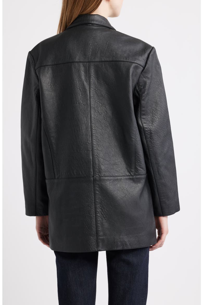 Oversize Leather Blazer, Alternate, color, BLACK