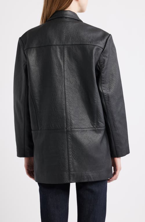 Schott Nyc Oversize Leather Blazer In Black