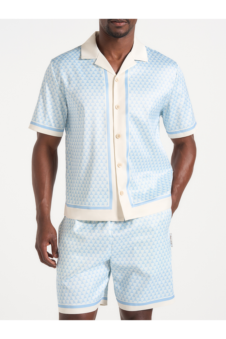 Idriss Eiffel Monogram Resort Shirt, Alternate, color, Pale Blue