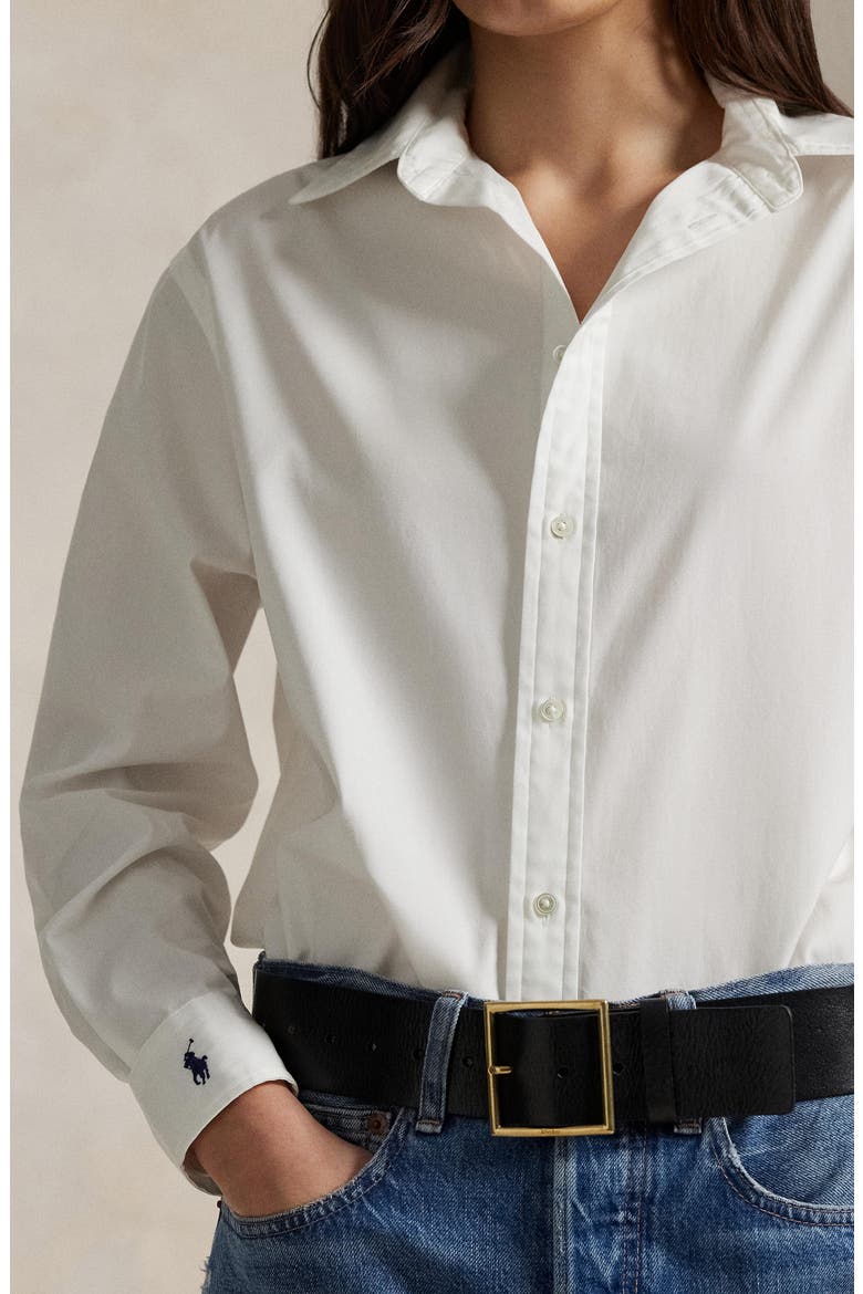 Cotton Button-Front Shirt, Alternate, color, WHITE