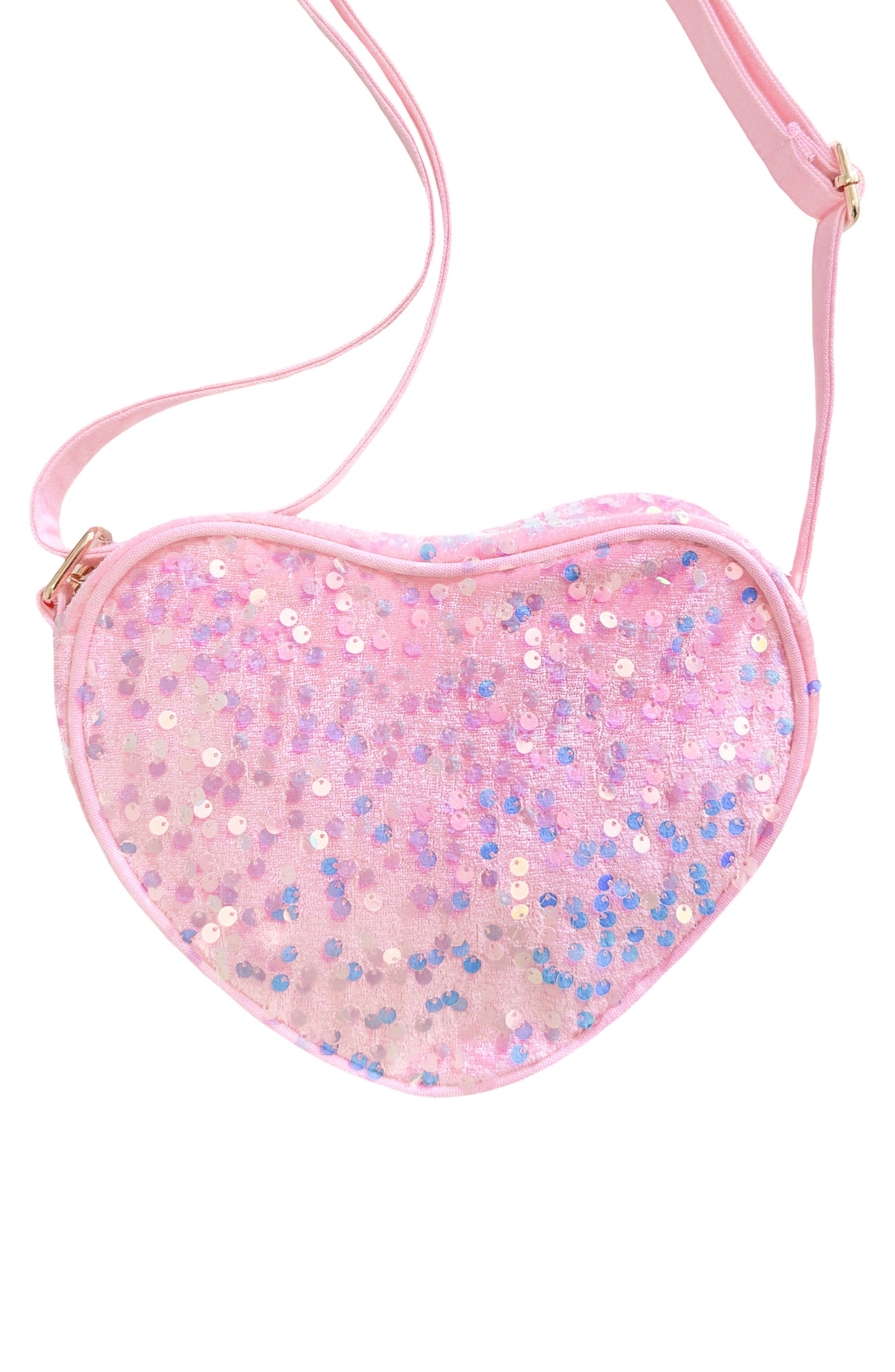Bits & Bows Sparkle Girls' Heart Purse in Pink 