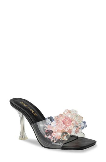 Chase & Chloe Chase And Chloe Beaded Cluster Clear Sandal