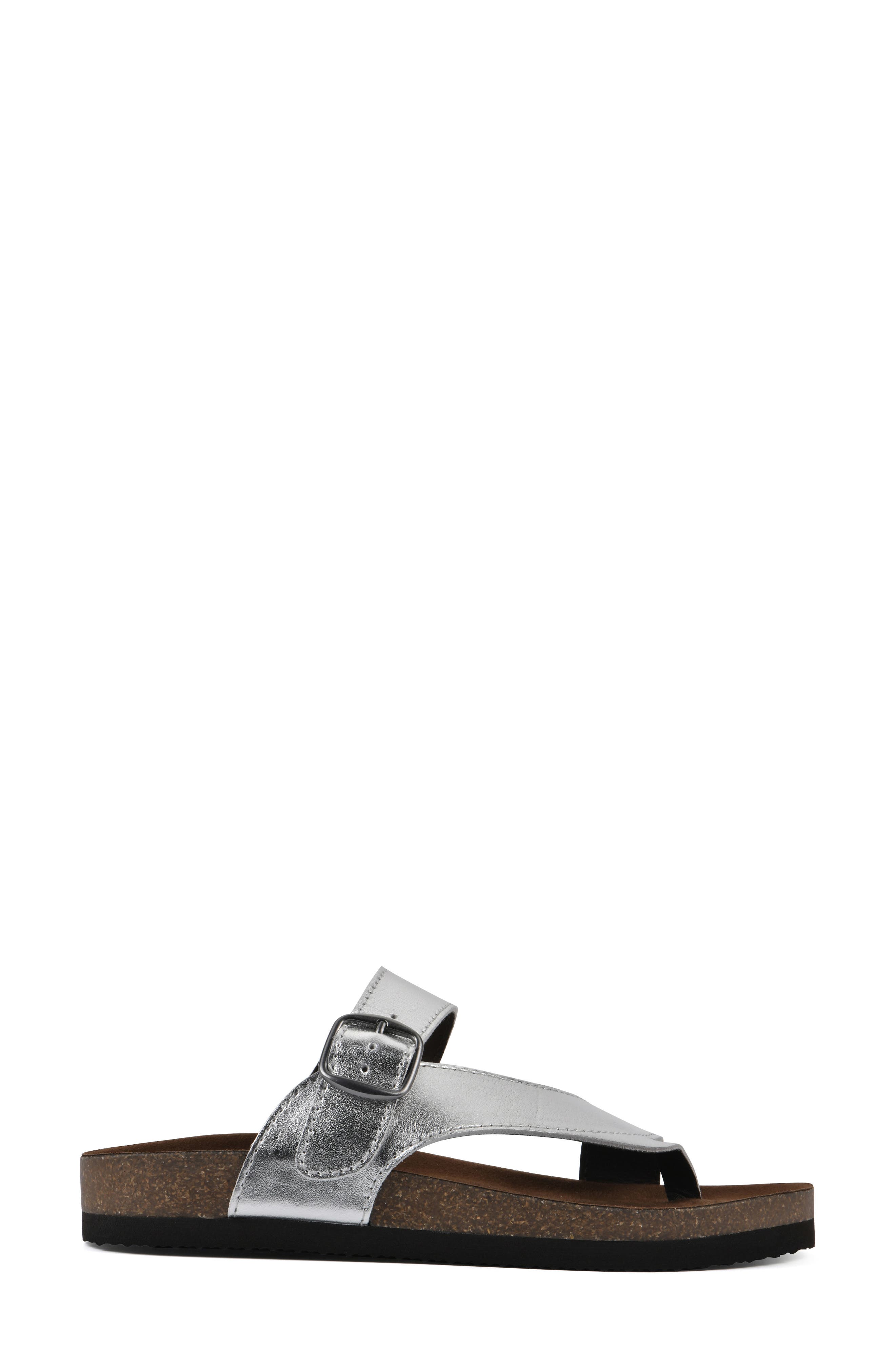 White Mountain Footwear Carly Leather Footbed Sandal, Alternate, color, Silver/ Leather